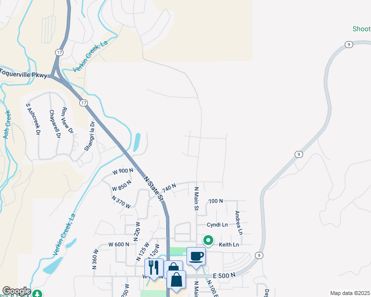 map of restaurants, bars, coffee shops, grocery stores, and more near 1005 North 20 West in La Verkin