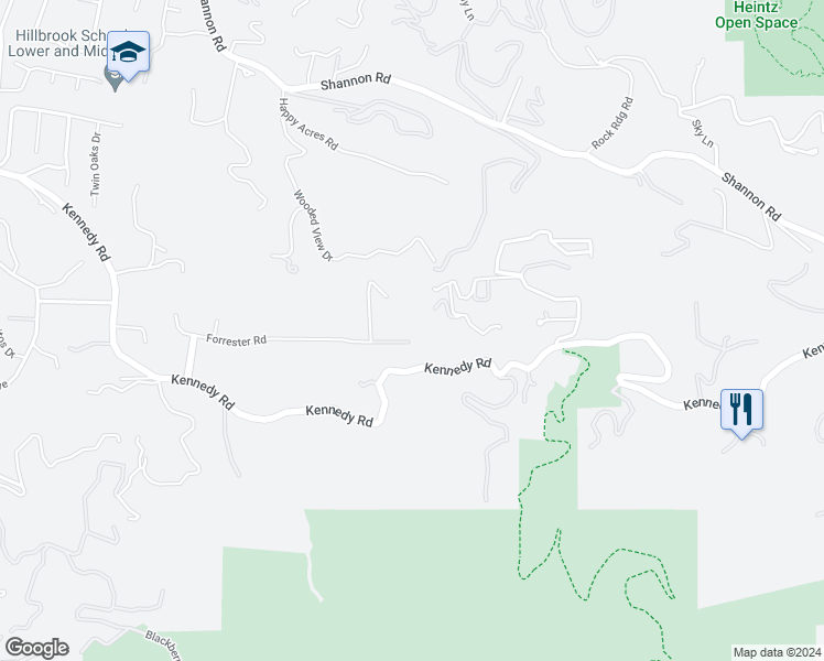 map of restaurants, bars, coffee shops, grocery stores, and more near 239 Forrester Road in Los Gatos