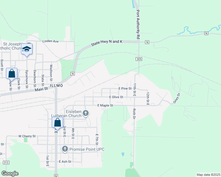 map of restaurants, bars, coffee shops, grocery stores, and more near 801 East Pine Street in Scott City