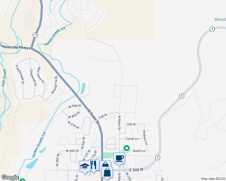 map of restaurants, bars, coffee shops, grocery stores, and more near 1017 North 20 West in La Verkin