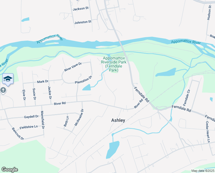 map of restaurants, bars, coffee shops, grocery stores, and more near Moss Point Drive in Petersburg