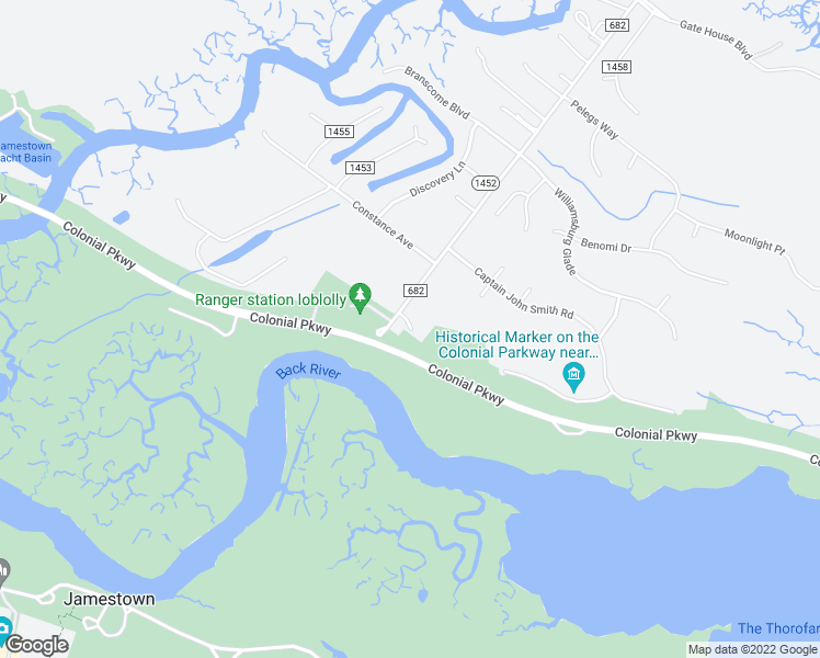 map of restaurants, bars, coffee shops, grocery stores, and more near 544 Neck-O-Land Road in Williamsburg