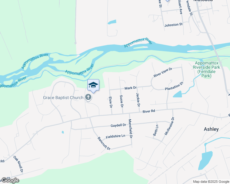 map of restaurants, bars, coffee shops, grocery stores, and more near 24009 Mark Drive in Petersburg