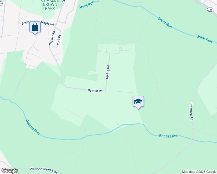 map of restaurants, bars, coffee shops, grocery stores, and more near 104 Spring Road in Yorktown