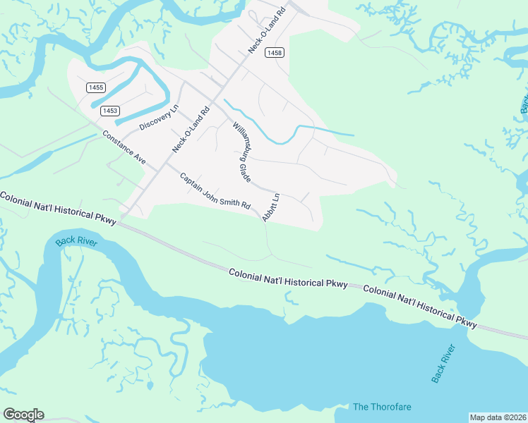 map of restaurants, bars, coffee shops, grocery stores, and more near 4736 Captain John Smith Road in Williamsburg