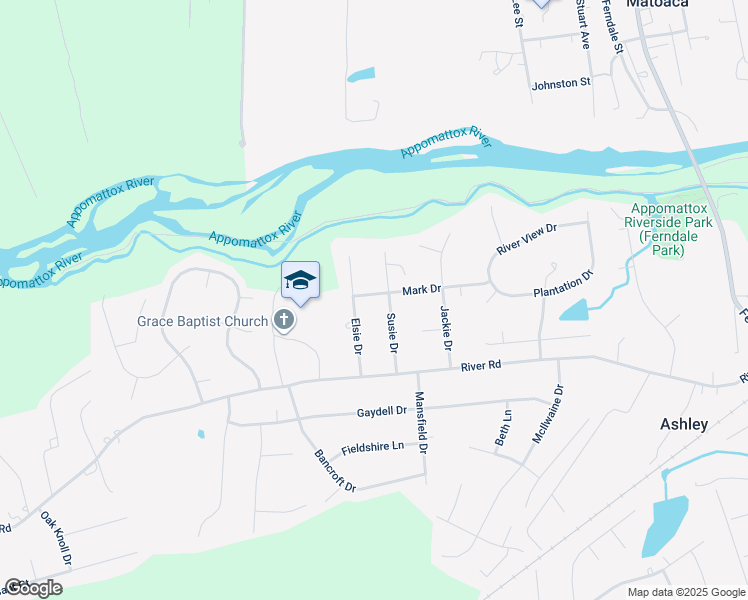 map of restaurants, bars, coffee shops, grocery stores, and more near 24009 Mark Drive in Petersburg