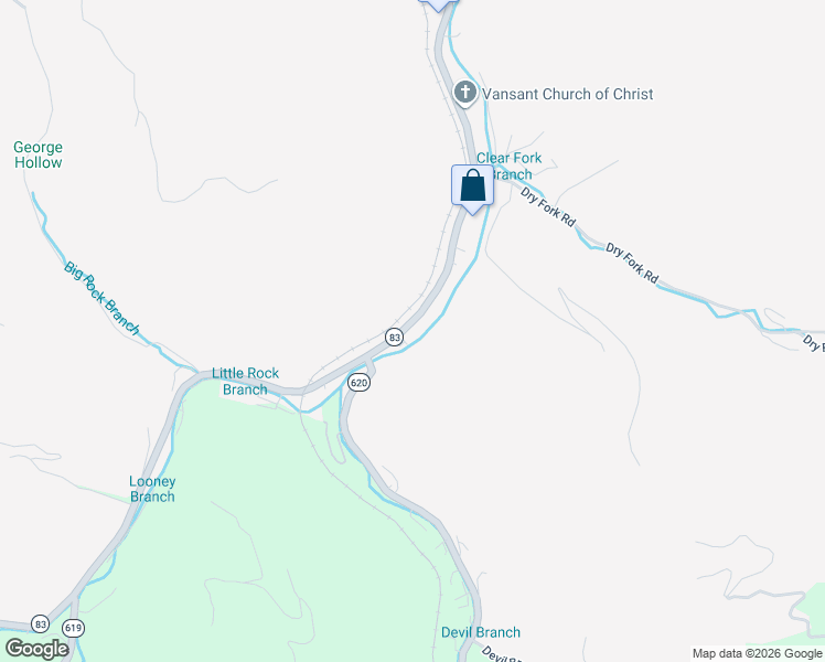 map of restaurants, bars, coffee shops, grocery stores, and more near 1837 Lovers Gap Road in Vansant