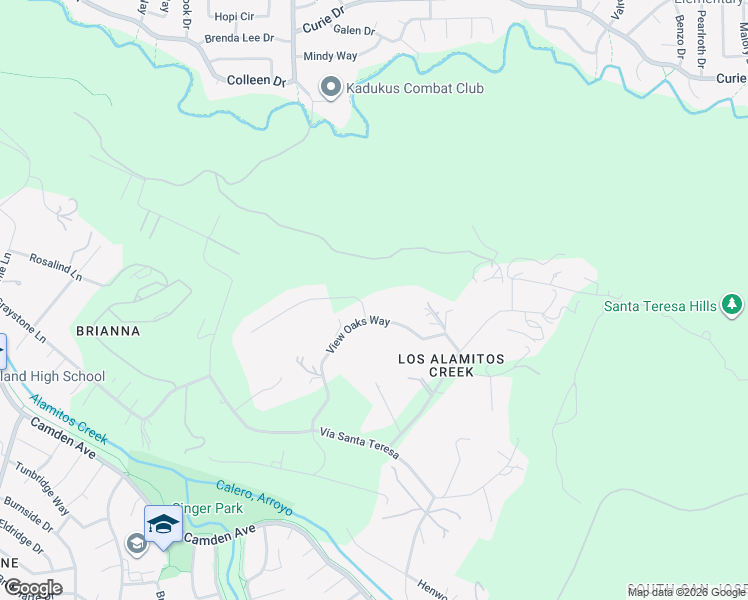 map of restaurants, bars, coffee shops, grocery stores, and more near 20675 View Oaks Way in San Jose
