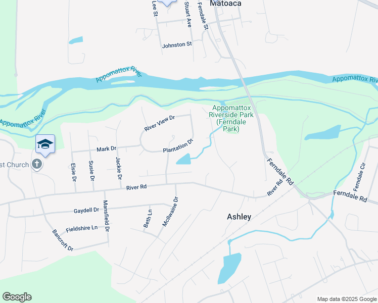 map of restaurants, bars, coffee shops, grocery stores, and more near 24509 Plantation Drive in Petersburg