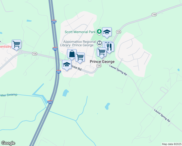 map of restaurants, bars, coffee shops, grocery stores, and more near in Prince George