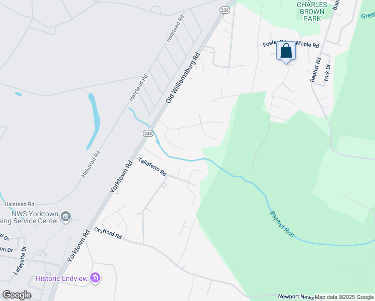 map of restaurants, bars, coffee shops, grocery stores, and more near 101 Crossing Waters Way in Yorktown