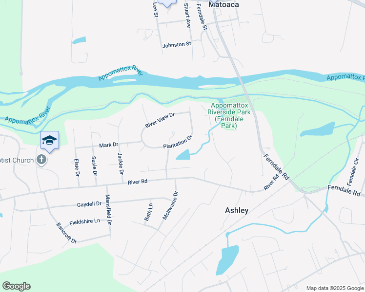 map of restaurants, bars, coffee shops, grocery stores, and more near 24507 Plantation Drive in Petersburg