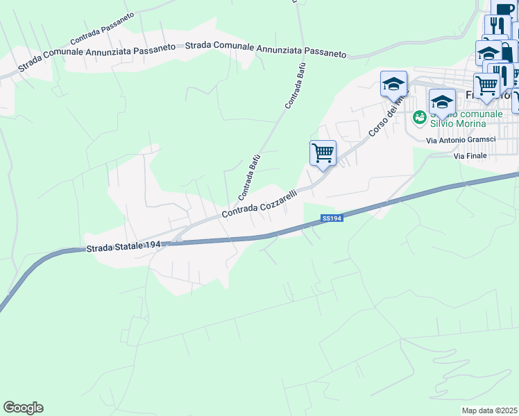 map of restaurants, bars, coffee shops, grocery stores, and more near Contrada Cozzarelli in Province of Syracuse