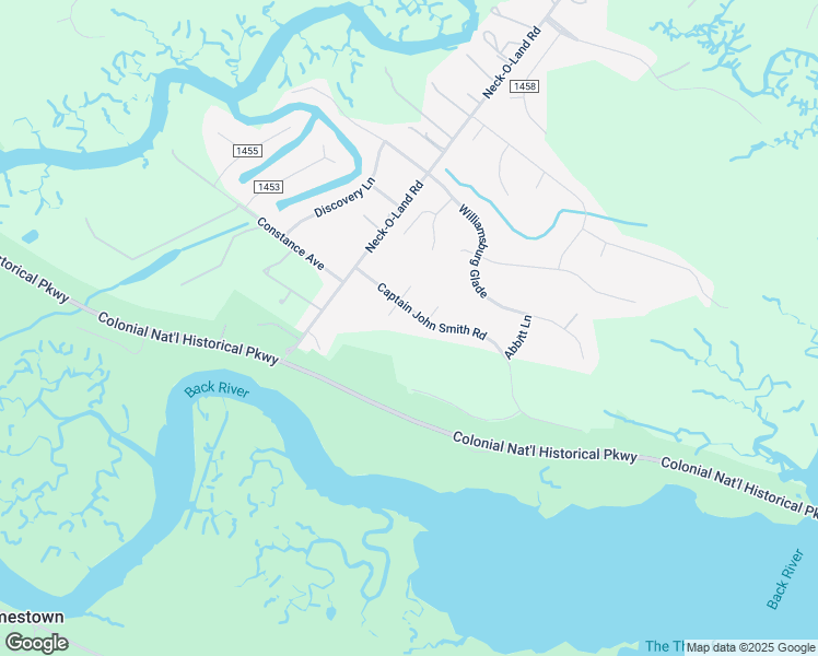 map of restaurants, bars, coffee shops, grocery stores, and more near 4708 Captain John Smith Road in Williamsburg