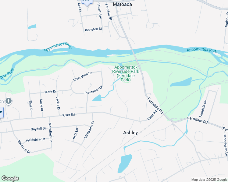 map of restaurants, bars, coffee shops, grocery stores, and more near Moss Point Drive in Petersburg