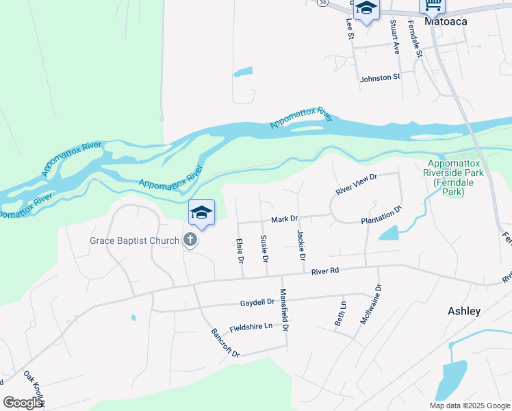 map of restaurants, bars, coffee shops, grocery stores, and more near 3714 Susie Drive in Petersburg