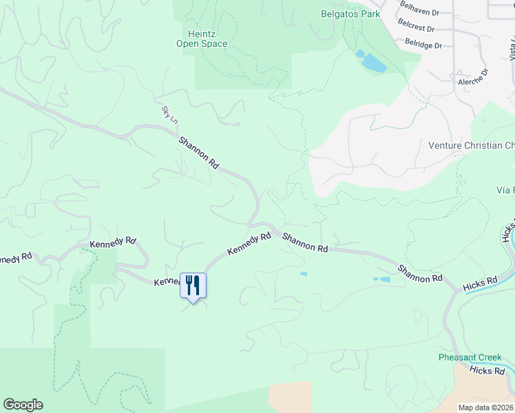 map of restaurants, bars, coffee shops, grocery stores, and more near 14721 Shannon Road in Los Gatos
