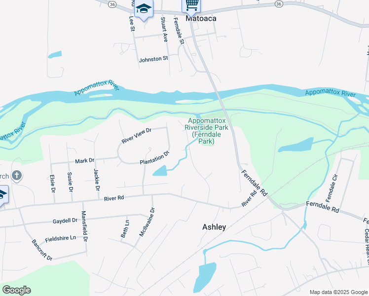 map of restaurants, bars, coffee shops, grocery stores, and more near 4033 Moss Point Drive in Petersburg