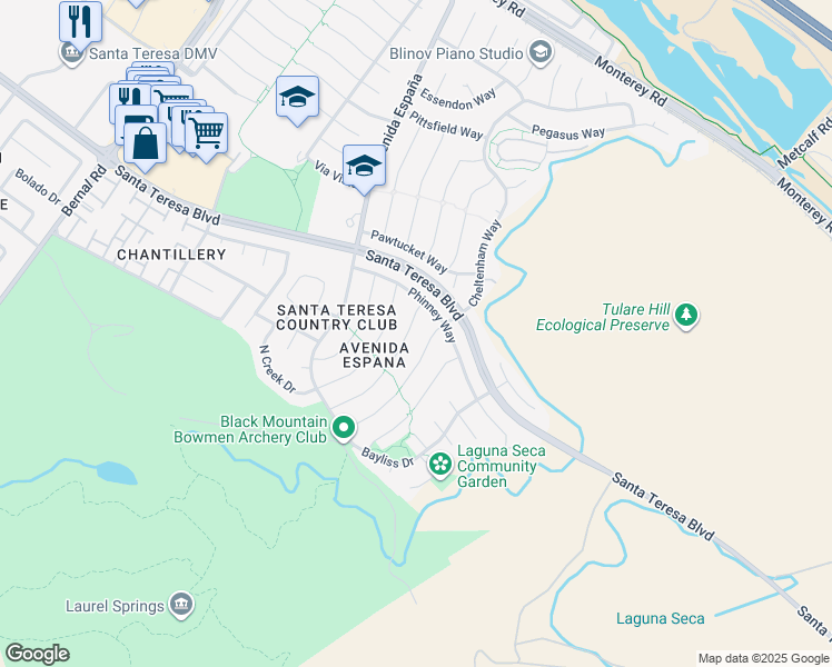 map of restaurants, bars, coffee shops, grocery stores, and more near 202 French Court in San Jose