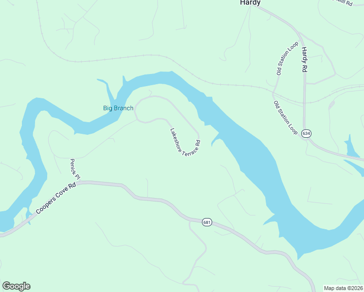 map of restaurants, bars, coffee shops, grocery stores, and more near 309 Lakeshore Terrace Road in Hardy