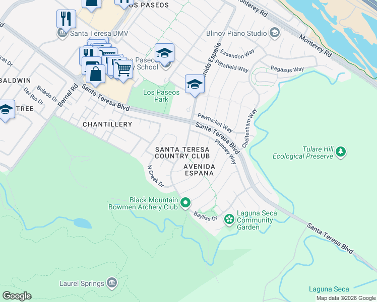 map of restaurants, bars, coffee shops, grocery stores, and more near 199 Turner Court in San Jose