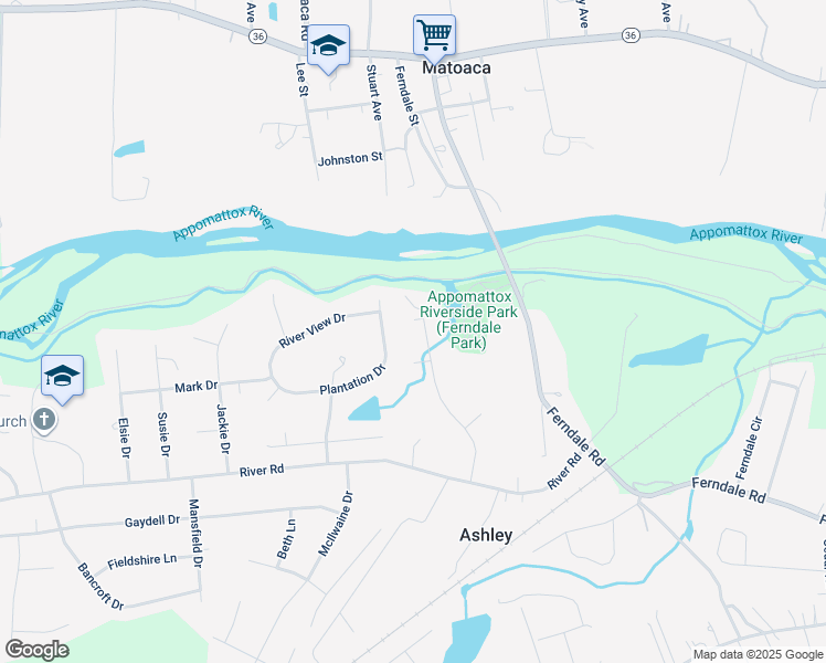 map of restaurants, bars, coffee shops, grocery stores, and more near 4033 Moss Point Drive in Petersburg