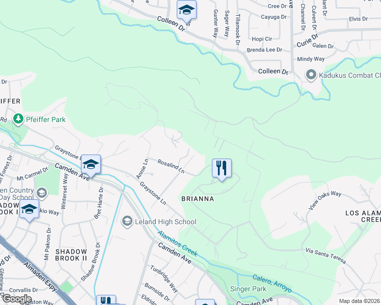 map of restaurants, bars, coffee shops, grocery stores, and more near 18616 Skuse Court in San Jose