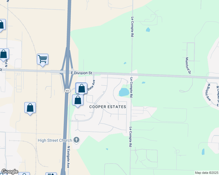 map of restaurants, bars, coffee shops, grocery stores, and more near 1422 North Cooper Boulevard in Springfield