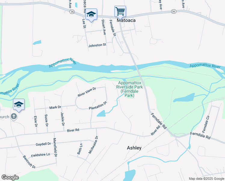 map of restaurants, bars, coffee shops, grocery stores, and more near 4035 Moss Point Drive in Petersburg