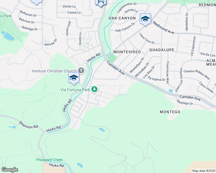map of restaurants, bars, coffee shops, grocery stores, and more near 1622 Vía Campo Verde in San Jose