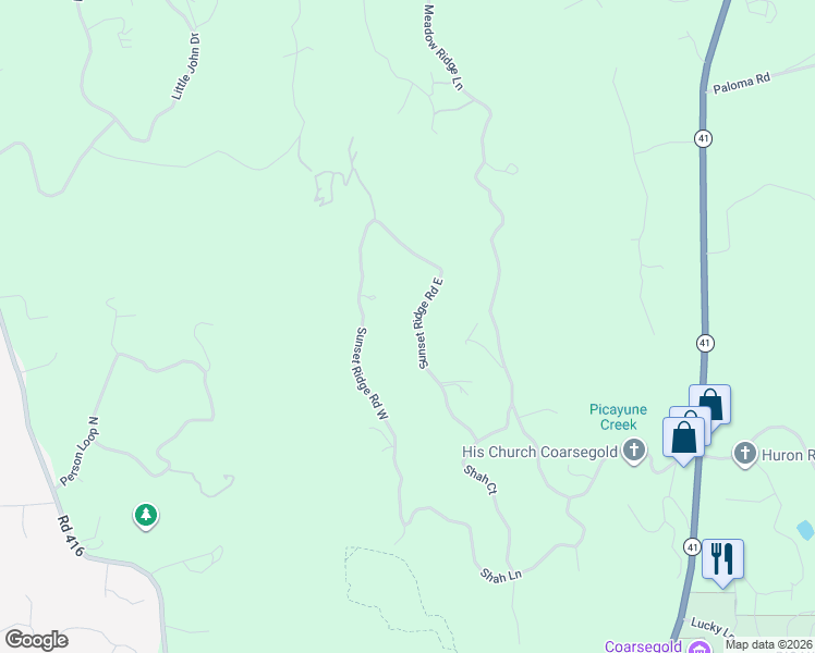 map of restaurants, bars, coffee shops, grocery stores, and more near 32618 Sunset Ridge Road East in Coarsegold