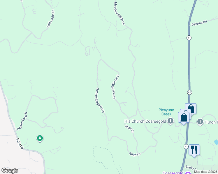 map of restaurants, bars, coffee shops, grocery stores, and more near 32618 Sunset Ridge Road East in Coarsegold