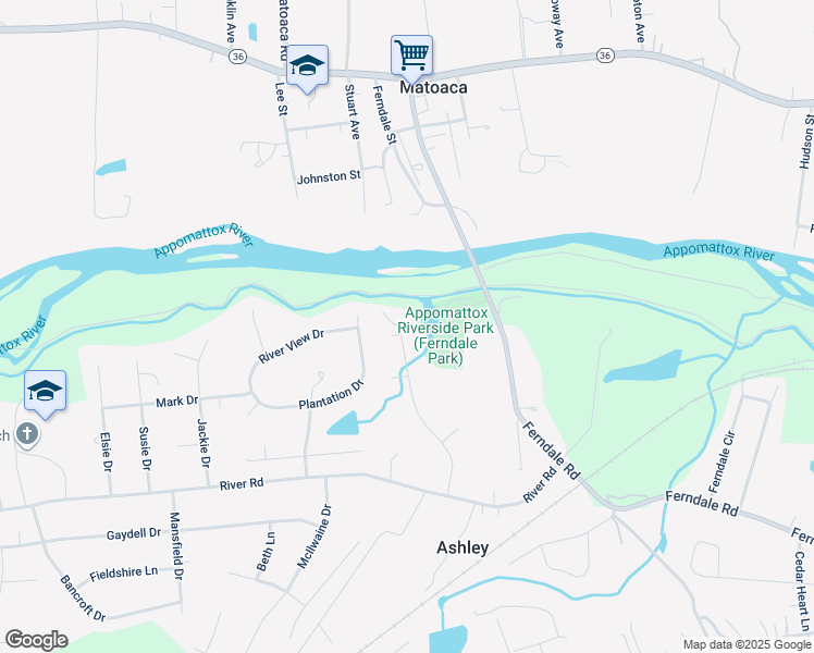 map of restaurants, bars, coffee shops, grocery stores, and more near 4032 Moss Point Drive in Petersburg