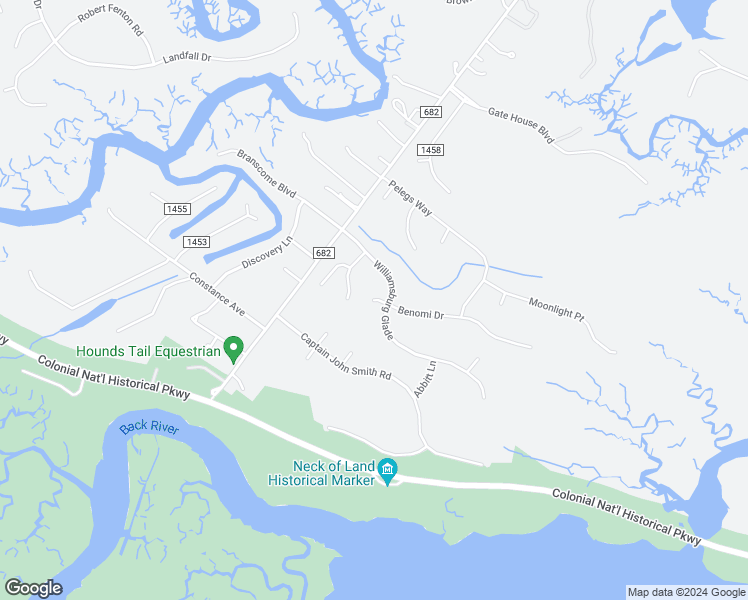 map of restaurants, bars, coffee shops, grocery stores, and more near 2208 Palisade Court in Williamsburg