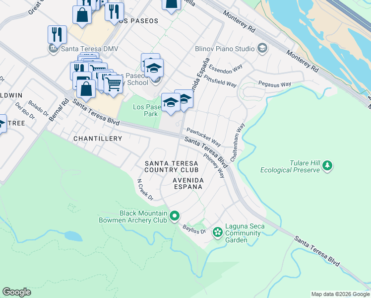 map of restaurants, bars, coffee shops, grocery stores, and more near 199 Turner Court in San Jose