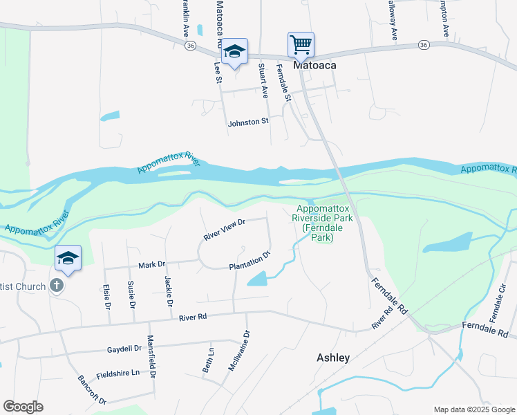 map of restaurants, bars, coffee shops, grocery stores, and more near 24532 Plantation Drive in Petersburg