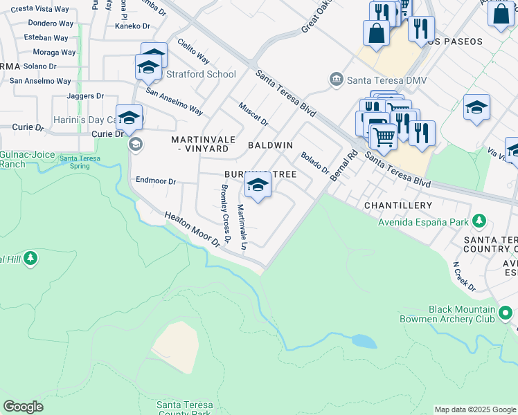 map of restaurants, bars, coffee shops, grocery stores, and more near 280 Martinvale Lane in San Jose
