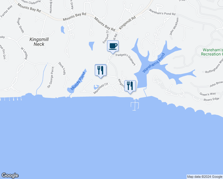 map of restaurants, bars, coffee shops, grocery stores, and more near 502 Richmonds Ordinary in Williamsburg