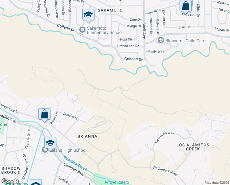 map of restaurants, bars, coffee shops, grocery stores, and more near 20011 Graystone Lane in San Jose