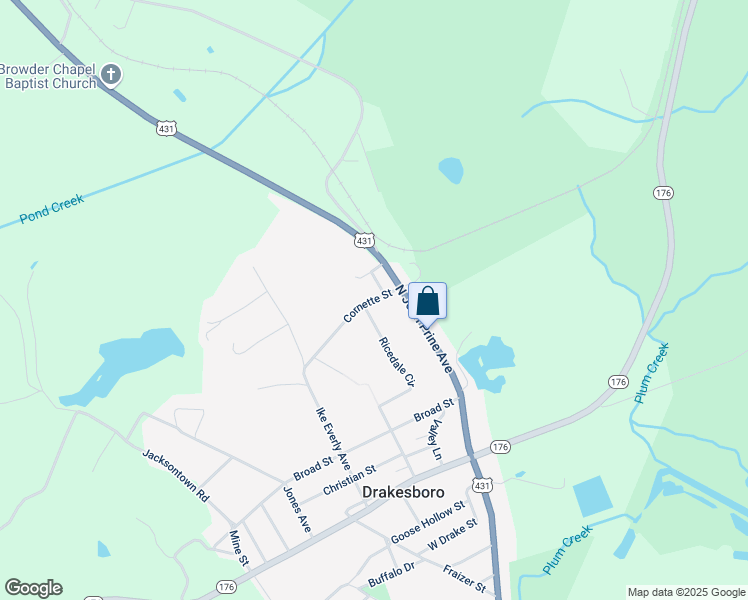 map of restaurants, bars, coffee shops, grocery stores, and more near 101 Steed Avenue in Drakesboro