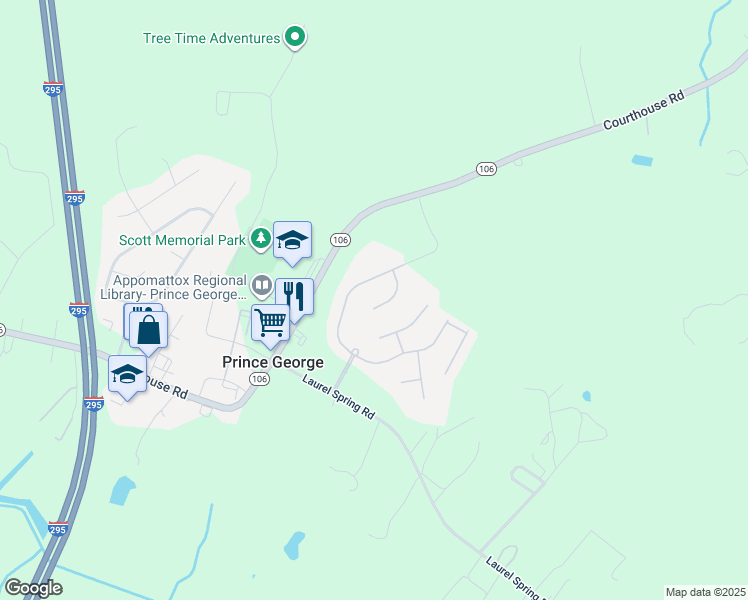 map of restaurants, bars, coffee shops, grocery stores, and more near 4039 Rotherham Circle in Prince George
