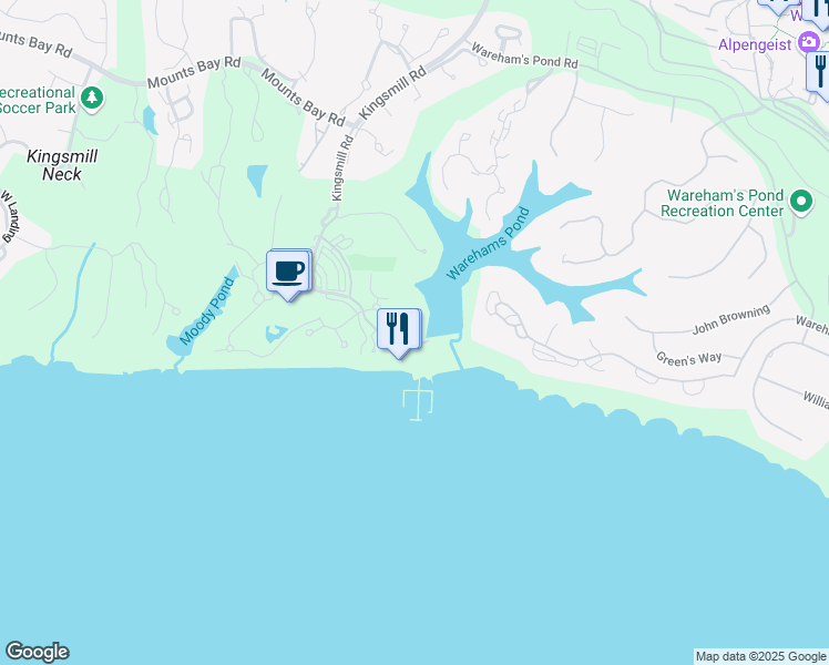 map of restaurants, bars, coffee shops, grocery stores, and more near 711 Graves Ordinary in Williamsburg
