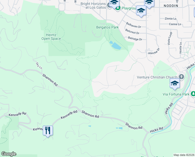 map of restaurants, bars, coffee shops, grocery stores, and more near 311 Santa Rosa Drive in Los Gatos