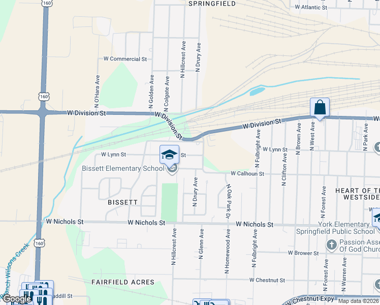 map of restaurants, bars, coffee shops, grocery stores, and more near 2931 West Lynn Street in Springfield