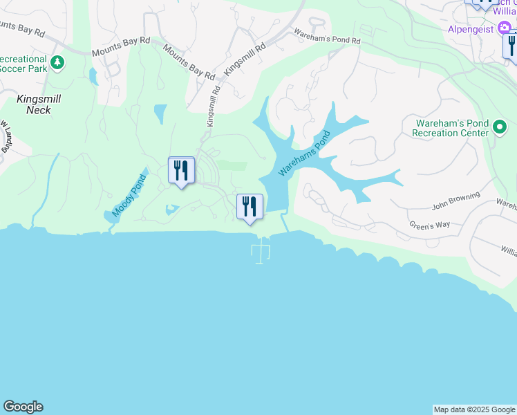 map of restaurants, bars, coffee shops, grocery stores, and more near 711 Graves Ordinary in Williamsburg