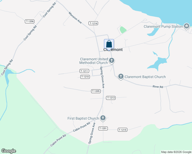 map of restaurants, bars, coffee shops, grocery stores, and more near 57 County Road T-1210 in Claremont