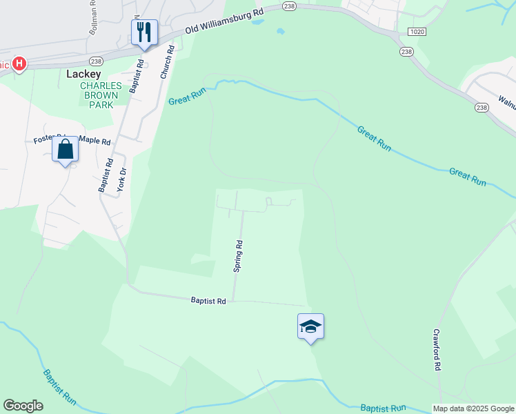 map of restaurants, bars, coffee shops, grocery stores, and more near 301 Boundary Road in Yorktown