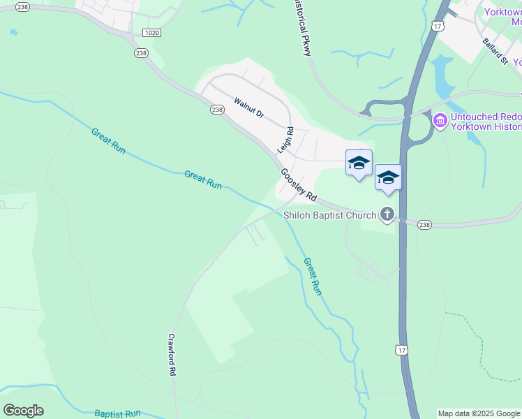 map of restaurants, bars, coffee shops, grocery stores, and more near 212 Crawford Road in Yorktown