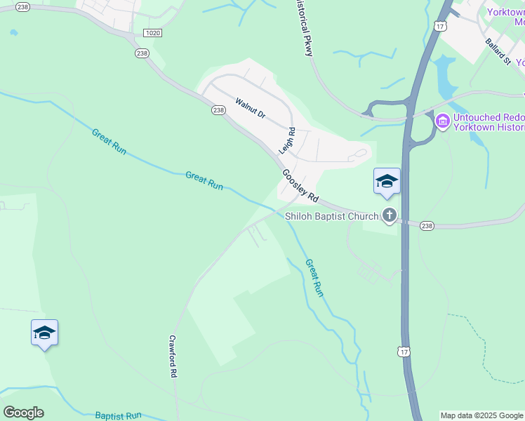 map of restaurants, bars, coffee shops, grocery stores, and more near 212 Crawford Road in Yorktown