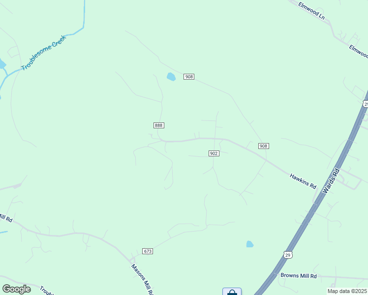map of restaurants, bars, coffee shops, grocery stores, and more near 802 Hawkins Road in Evington
